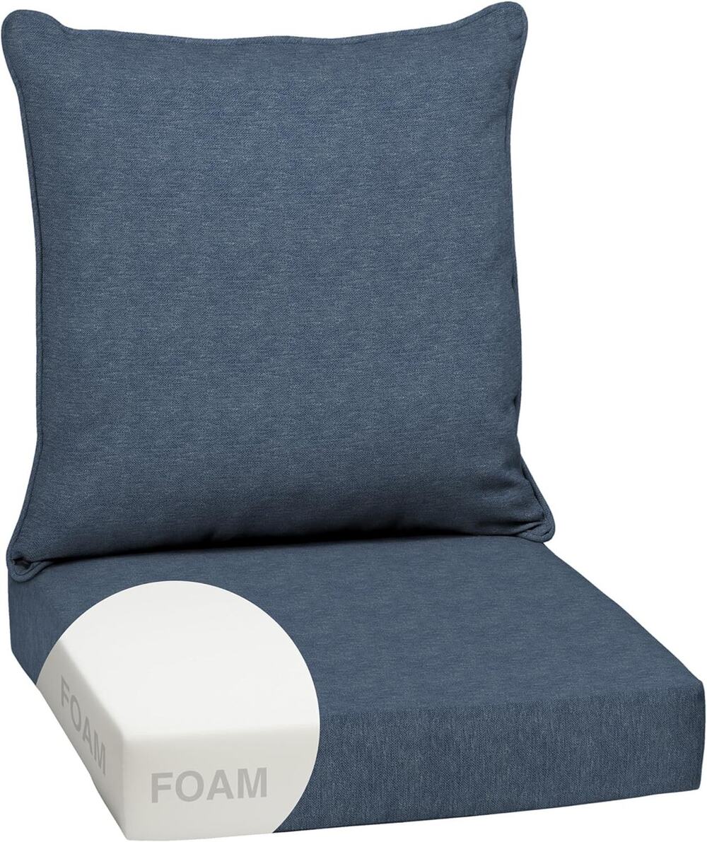 Arden Outdoor Deep Seat Foam Cushion Set Olefin Fabric 24x24 Denim Alair Blue